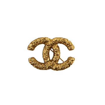 CHANEL Cocomark Lava Arabesque Pattern Brooch Gold Plated Women's