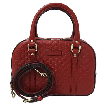 Gucci bag ladies 2way handbag shoulder micro GG sima leather red 510289