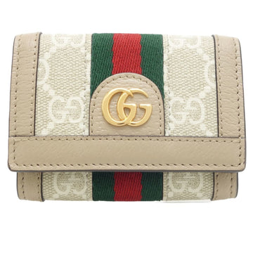 GUCCI Mini Wallet Ophidia 735099 Trifold Canvas x Leather White 083690