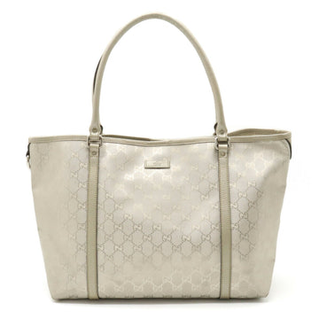 GUCCI GG Implement Tote Bag Shoulder PVC Leather Champagne Silver 197953