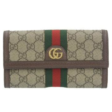 GUCCI Ophidia GG Supreme Sherry Continental Long Wallet 523153 Beige/Brown Women's