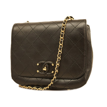 Chanel shoulder bag chain shoulder leather black gold Metal