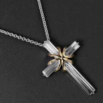 TIFFANY Necklace Signature Cross Silver 925 K18 Gold &Co.