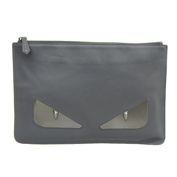 FENDI Leather Monster Bag Bugs Clutch Gray