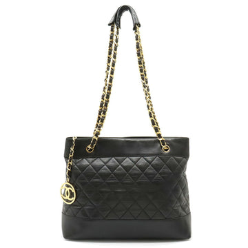 CHANEL Matelasse Chain Bag Shoulder Tote Leather Black