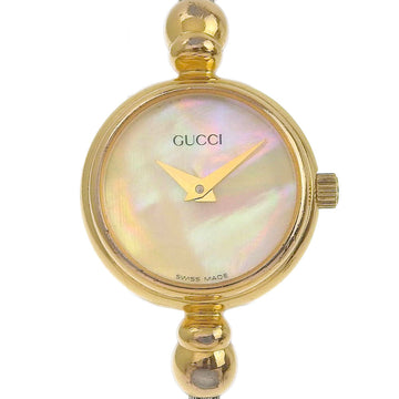 GUCCI Wire Bangle Watch 2700.2L Gold Plated x Cord Quartz Analog Display Ladies Shell Dial