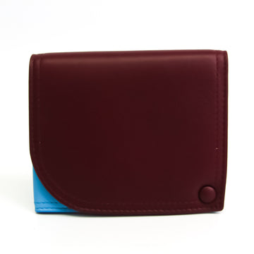 BOTTEGA VENETA Leather Card Case Light Blue,Red Color,Wine