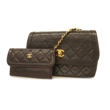 Chanel Matelasse Single Chain Lambskin Women's Leather Shoulder Bag Black