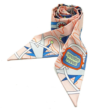 HERMES Twilly Odyssey Women's Scarf Muffler 100% Silk Multi [Pink]