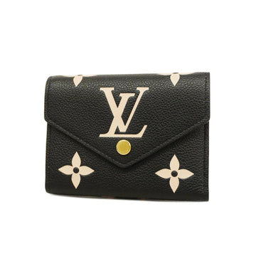 LOUIS VUITTON Trifold Wallet Monogram Empreinte Portefeuille Victorine M80968 Black Beige Ladies