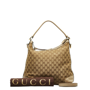 GUCCI GG Canvas Handbag Shoulder Bag 326514 Beige Leather Women's