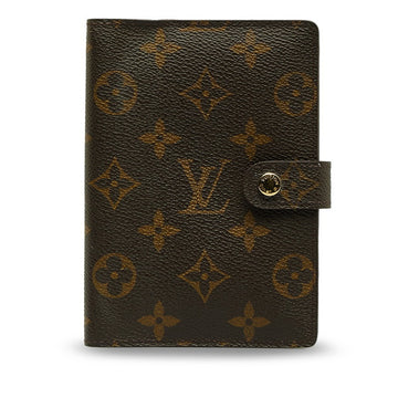 LOUIS VUITTON Monogram Agenda PM Notebook Cover R20005 Brown PVC Leather Ladies