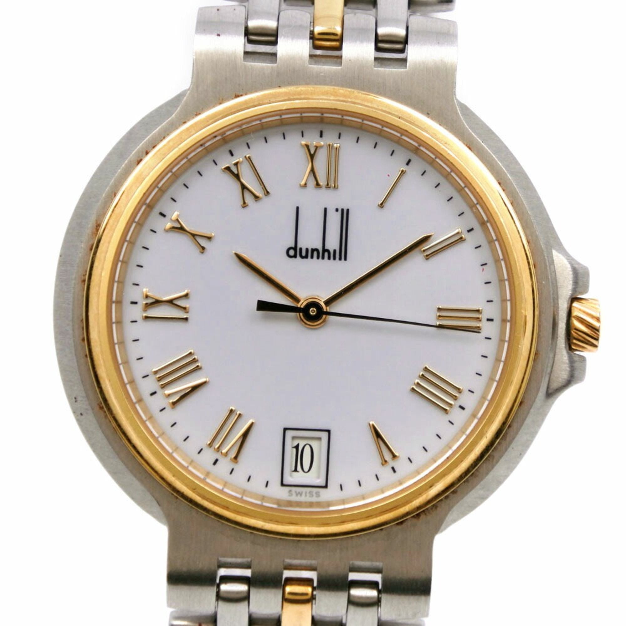 DUNHILL Elite Watch Stainless Steel x Gold Plated Silver Quartz Analog