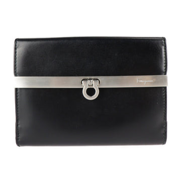 SALVATORE FERRAGAMO Gancini bi-fold wallet 22 9643 calf leather black silver hardware