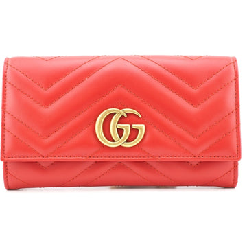 GUCCI 443436 Continental Wallet GG Marmont Long Red Ladies