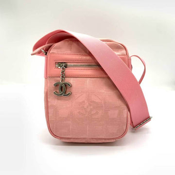 CHANEL Bag New Travel Line Shoulder Pink Pochette Coco Mark Women's Nylon Canvas A30913