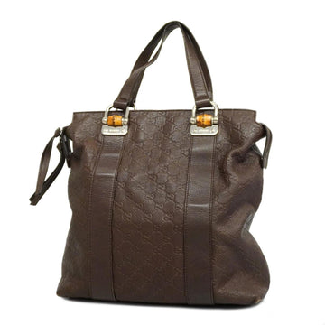 GUCCI tote bag bamboo sima 355773 leather brown silver hardware ladies
