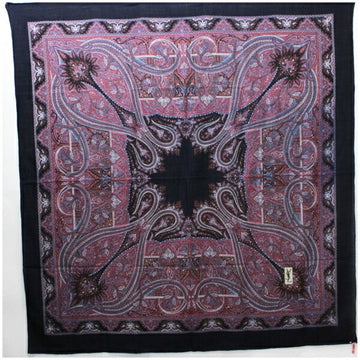 YVES SAINT LAURENT Large Scarf Stole Navy x Purple Paisley Pattern YVESSAINT LAURENT Women's YSL