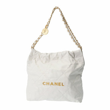 CHANEL 22 Small Handbag White AS3260 Ladies Shiny Calf