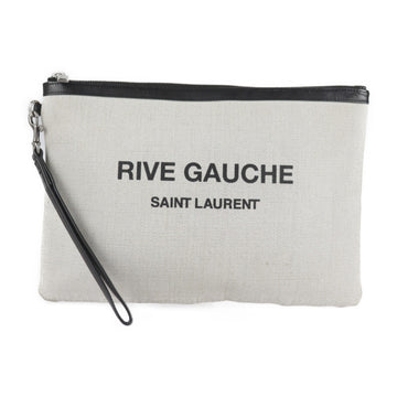 SAINT LAURENT Rive Gauche POCHETTE RIVE GAUCHE clutch bag 581369 9j58d 9273 canvas leather beige black document case logo ZIP