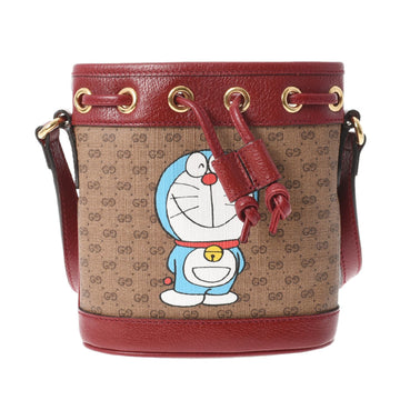 Gucci Doraemon collaboration mini drawstring type brown / Bordeaux 647801 ladies PVC calf shoulder bag