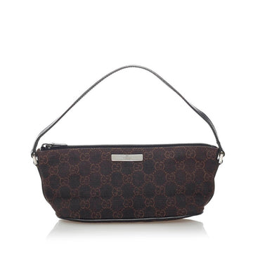 Gucci GG Canvas 07198 Black Leather Ladies GUCCI