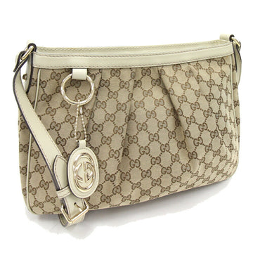 GUCCI Shoulder Bag GG Suki 296834 Beige Canvas Leather Ladies