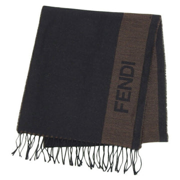 FENDI Wool Muffler Black/Brown Ladies