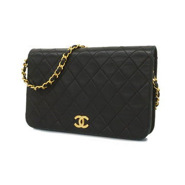 CHANELAuth  Matelasse Single Chain Women's Leather Shoulder Bag Black