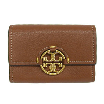 TORY BURCH Leather Bifold Coin Case Brown Women's