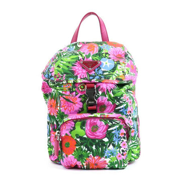 PRADA Backpack Flower Botanical Nylon Pink x Multicolor Women's