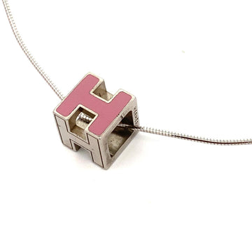 HERMES Necklace H Cube Metal Material Pink Ladies