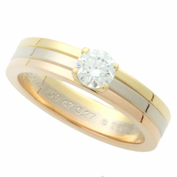 CARTIER Trinity Wedding Solitaire Ring K18YG PG WG Diamond 0.27ct No. 7
