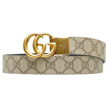 GUCCI GG Marmont 92TIC Belt 659417 Beige Ebony Black Canvas Leather Women's