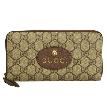 GUCCI Neo GG Supreme Round Long Wallet 473953 Beige Brown Women's