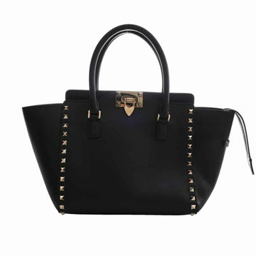 VALENTINO Leather Rockstud Handbag Black Ladies