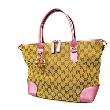 GUCCI tote bag GG canvas 269957 pink brown silver hardware ladies