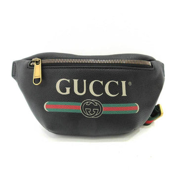 GUCCI Bag Small Print Logo Belt Multicolor Black Waist Pouch Sherry Women's Leather 527792