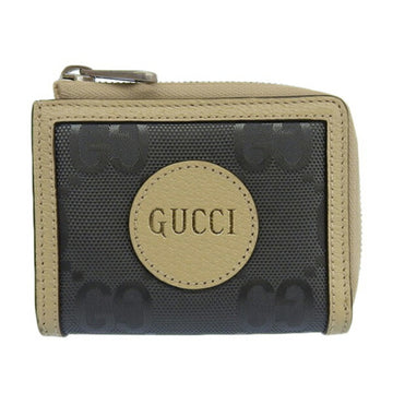 GUCCI GG Off the Grid Nylon Leather L-shaped Card Case Coin 657587 Gray/Beige Women's