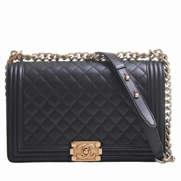 CHANEL Lambskin Boy Cocomark Chain Shoulder Bag - Black