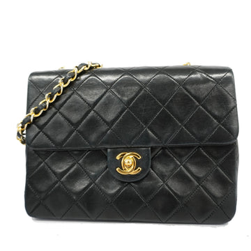 CHANELAuth  Matelasse Single Chain Women's Leather Shoulder Bag Black