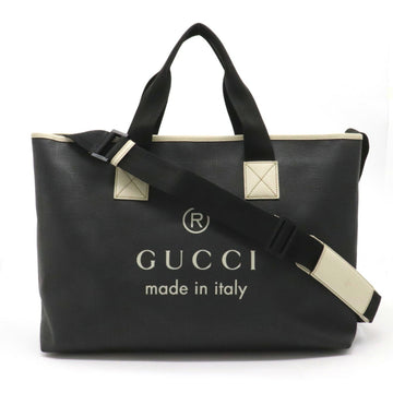 Gucci tote bag shoulder PVC leather black ivory 162785