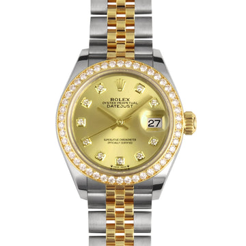 ROLEX Datejust 28 Diamond Bezel 279383RBR YG×SS Combination Random Ladies Automatic Watch Champagne Dial