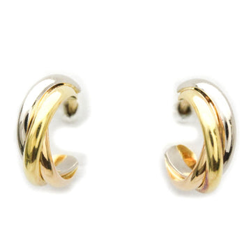 Polished CARTIER Trinity Tri-Color 18K Yellow Gold PG WG Earrings BF552824