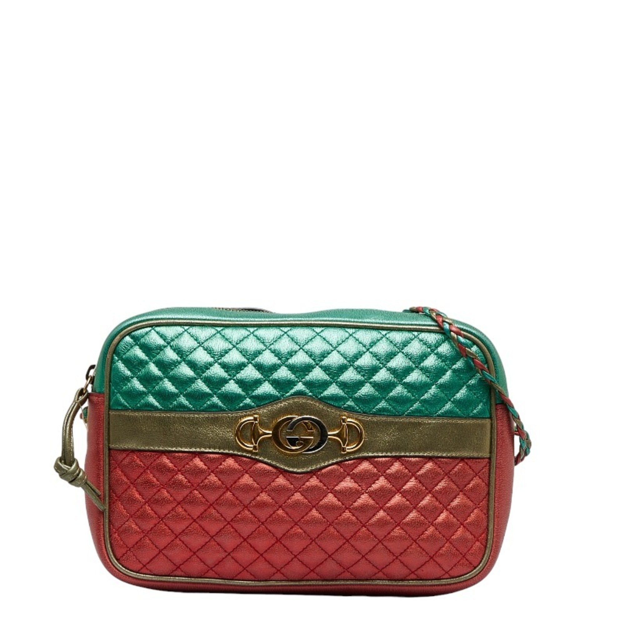 GUCCI Trapuntata Laminated Quilted Horsebit Interlocking G Shoulder Ba