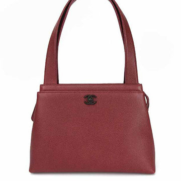 CHANEL Handbag Leather Bordeaux Coco Mark No. 5 Guarantee Card hand bag leather coco Shoulder Bag