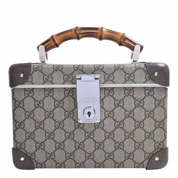 GUCCI Globetrotter Collaboration GG Supreme Beauty Case Vanity Bag Handbag 588351 Beige Brown Women's