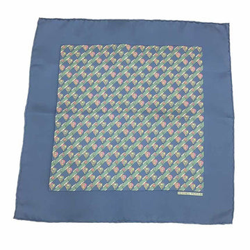 HERMES Pocket Chief Scarf Muffler Air Balloon 100% Silk Blue Neckerchief Bandana Men's