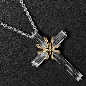 TIFFANY Necklace Signature Cross 60cm Chain Silver 925 K18 Gold &Co.