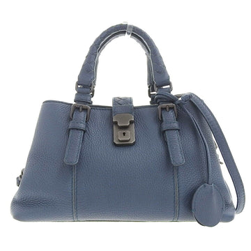 BOTTEGA VENETA intrecciato handbag shoulder bag leather blue